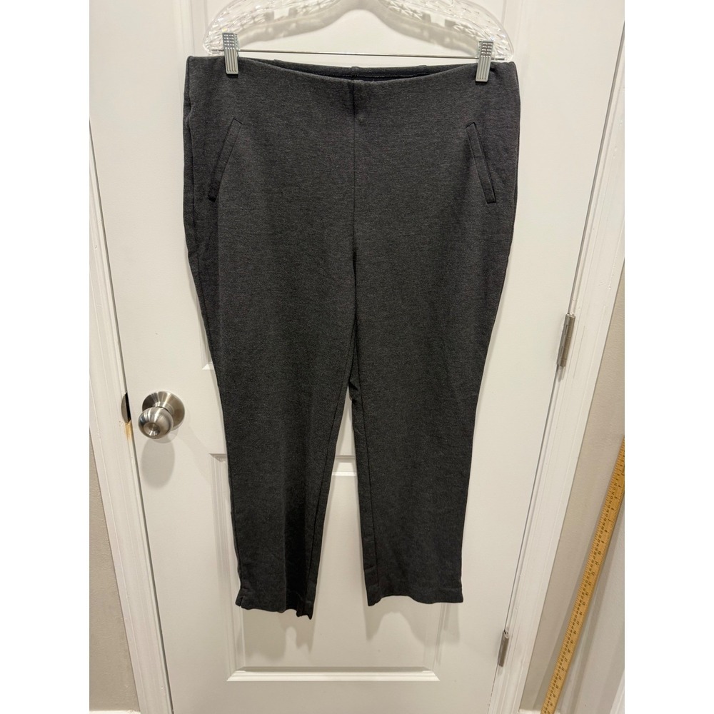 Chico's Womens Slimming Ponte Knit Pull On Pants Charcoal Gray 2.5 Short